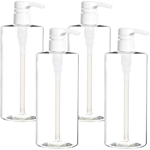 Youngever 4 Pack 700ML Plastic Pump Bottles for Shampoo, 24 Ounce Empty Shampoo Pump Bottles, Plastic Cylinder with Lockdown-Leak Proof-Pumps Cover