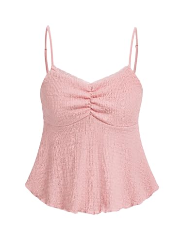 Image of SOLY HUX Women's Peplum Tops Summer Casual Ruched Flowy Going Out Top Spaghetti Strap Tank Camisole