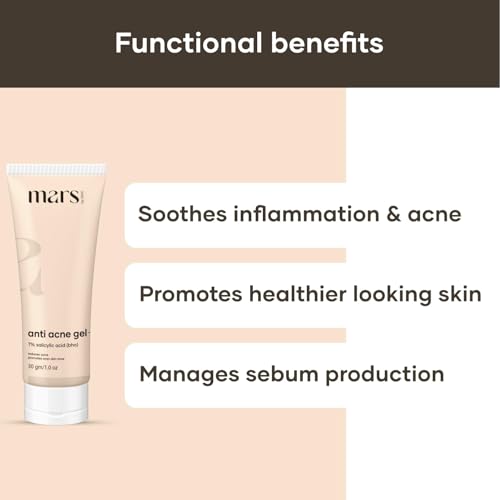 mars by GHC Anti Acne Gel for Men | Pimple Removal for Clear Skin | Niacinamide Gel | 1% Salicylic acid Gel | Good Health Company - Po1