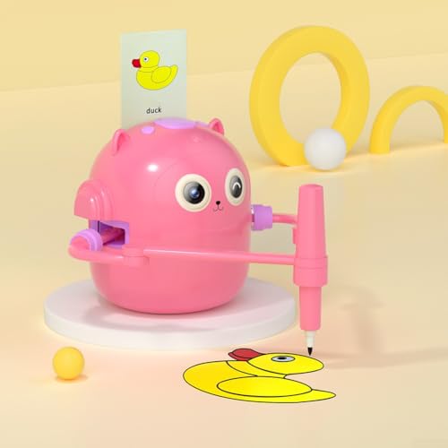 Robot Toys, Interactive Educational Drawing Robot Toy for Adults, Montessori Learning with Voice and 100 Word Cards, 125x110 mm(Pink)