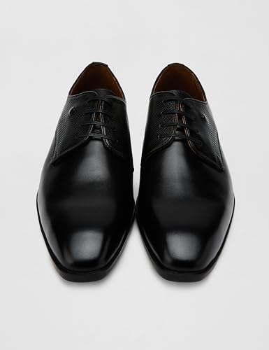 Image of Louis Philippe Men Premium Leather Breathable Lining Material Anti Slip with Heel TPR Sole Formal Derby Shoes