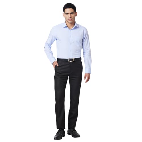 Image of Raymond Slim Fit Poly Viscose Blend Structure Pattern Flat Front Formal Trouser