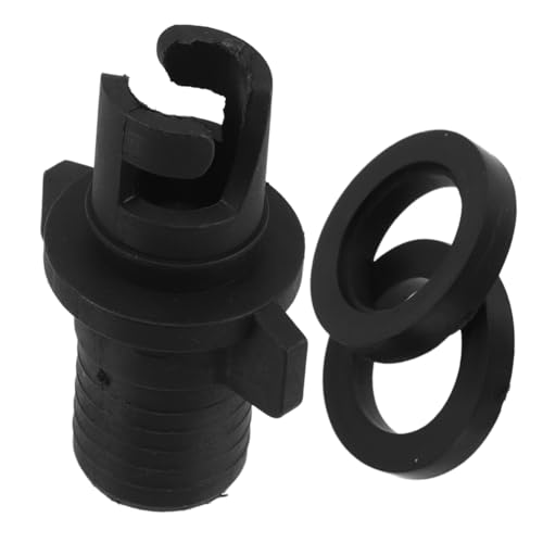 Inflatable Paddle Board Air Pump Adapter Durable High Strength Plastic Kayak Valve Connector with Leak Gaskets Compatible with Inflatables and Foot Pumps Black