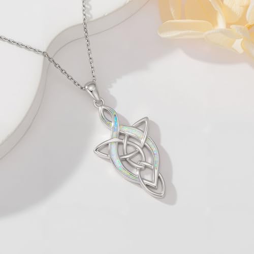 Celtic Knot Necklace for Women 925 Sterling Silver Opal Irish Necklace Infinity Heart Pendant Celtic Jewelry Birthday Gifts for Girlfriend Mom2