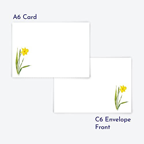 Me Loovely Yellow Daffodil Flat Notecard and Envelopes Sets A6 Size Floral Thank You Notecards Multipack Greeting Cards - Image 4