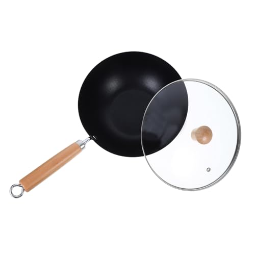 ULTECHNOVO Mini Olla De Hierro Wok Wok De Cocina Sartén Para Cocinar Cacerola Profunda Con Tapa Freír Para El Huevo Panqueque Pequeño Cacerola Pequeña Sartenes Sartén Pequeña Negro Planchar