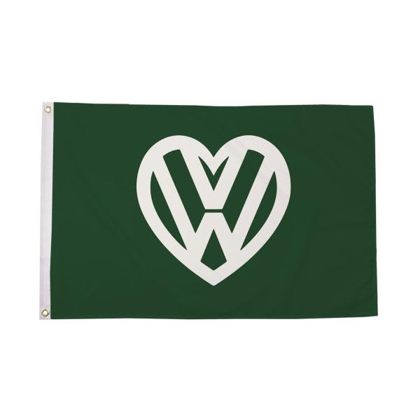 Flagtex VW Green Flag 5ft x 3ft - Green Camper Van Retro Classic Banner, Polyester with Brass Eyelets for Indoor & Outdoor Display