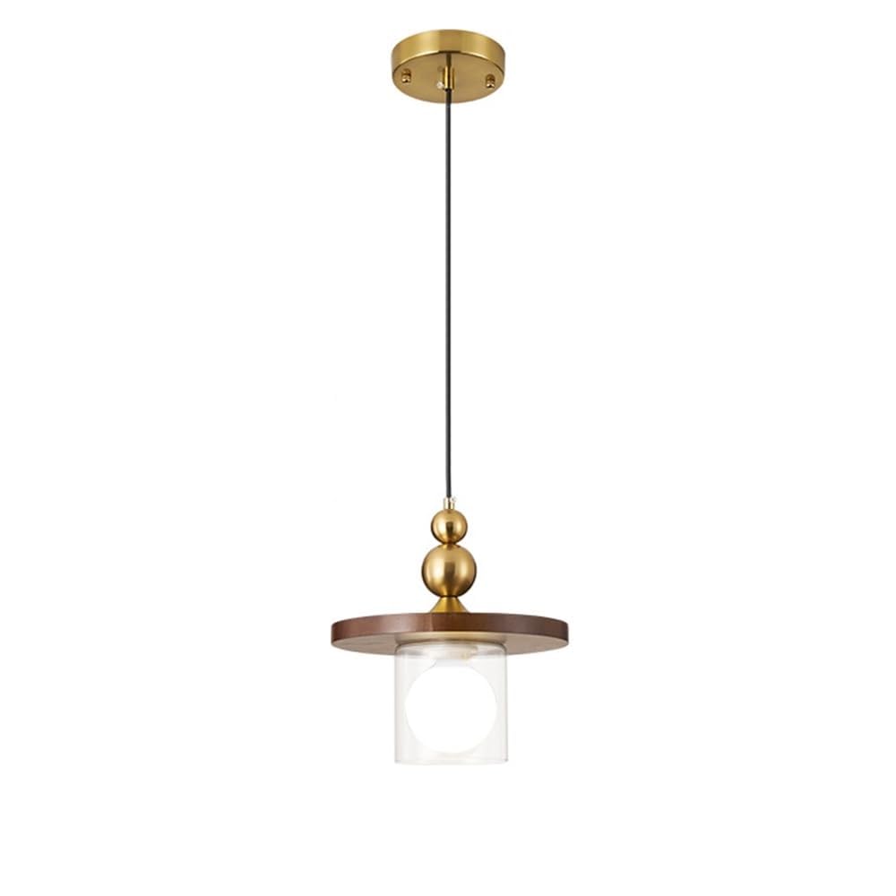 ITOSUI Modern Pendant Light, Glass Wood Iron Hanging Lamp, 9.8 inch Ceiling Light Fixture, Adjustable Height for Kitchen Island, Dining Room, Bedroom Chandelier
