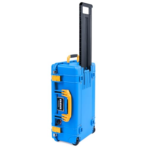 Image of Electric Blue Pelican 1535 Air Carry-on Case - Comes empty - Yellow Handles & Latches.