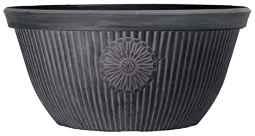 Muddy Hands Chocolate Slate Plant Pot Indoor Home Outdoor Garden Vintage Plastic Flower Tree Planter (14 Litre Bowl)
