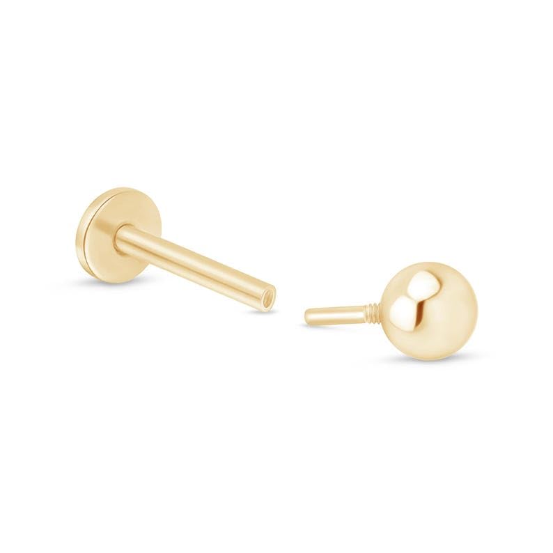 14K Solid Gold Cartilage Stud Earring 2.5mm - 3mm Tragus Helix Ear Piercing Dainty Tiny Ball Earring for Upper Ear Piercing Jewelry Gift For Women Internally Threaded Flat Back Earring SINGLE or PAIR4