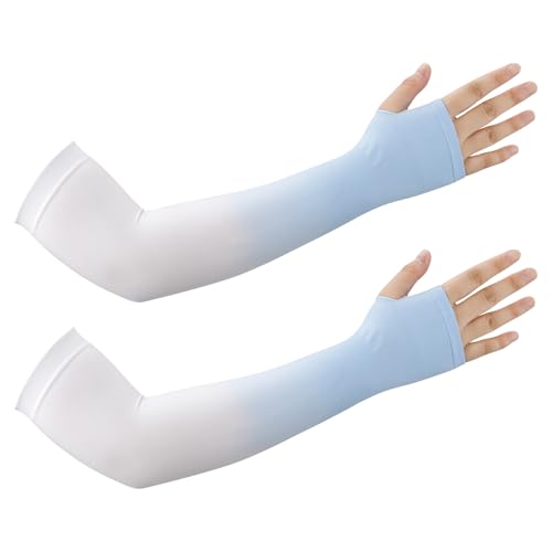 Manicotti Pallavolo Donna,1PCS Manicotti Pallavolo,Floki Manicotto,Manicotti Braccia,Manicotti Ciclismo,Maniche Per Braccia,Manicotti Ciclismo Uomo,Manicotti Donna,Gradiente bianco e blu,Arm Warmers