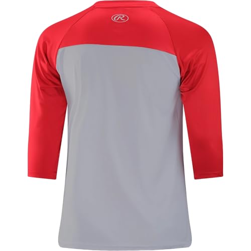 Rawlings Camiseta masculina de manga 3/4 de ajuste atlético | Vestuário de treinamento de beisebol