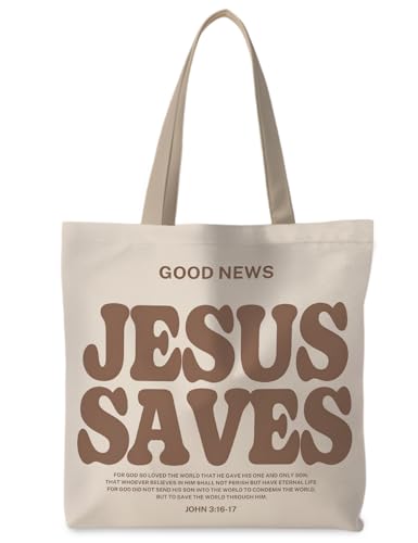 ignytiger Religious Christian Tote Bags Jesus Bible Verse Tote Bag Gifts for Women Good News Bible Christian Reusable Totes Bag