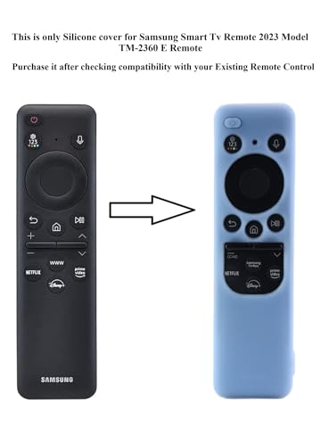 Image of Silicone TV Remote Cover Compatible with Samsung Smart TV Remote 2023 BN59-01432G BN59-01432A (Samsung Smart TV 2023 Model Solar Remote Cover - Style 4, Luminous Blue - Style 4)