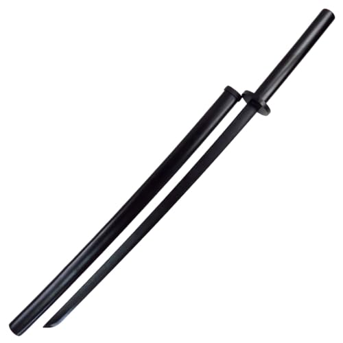 YQW竹制 木刀 鞘付き レトロ侍剣 軽量 木刀素振り用 居合刀道 剣道 剣術 練習用 室内 筋トレ トレーニング コスプレ用 (ブラック,ストラップなし)