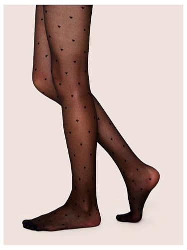 MakeMeChic Women's Heart Pattern Tights Pantyhose Elastic Mesh Sheer Leggings Stockings3