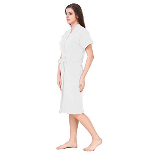 Image of bathrobes terry cotton free size bathrobe for women, bathsuit fit up to 42 inches chest size ladies - Luxury White bathrobe