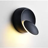 MODIRNATION Wall Light 'Eclipse', 360 Degree Rotatable Modern LED Lighting Fixture for Home and Office, Wall Mounted Lamp for Living Room, Bedroom, Hallway, Family Room Decor, 3500 Warm Light (Black)