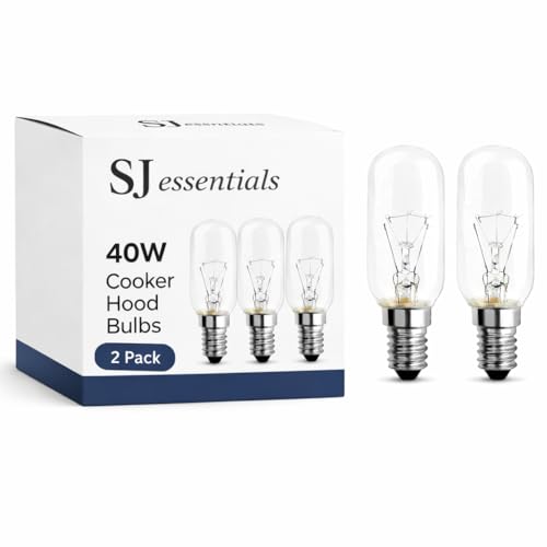 Pack of 2 | 40W 240V Cooker Hood Bulbs | Universal E14 Small Screw Cap | Warm White Lighting for Kitchen Extractor Fan, Oven, Fridge, Microwave | Long-Lasting & Energy Efficient Replacement Lamps