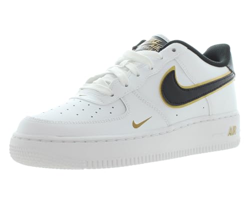 Nike Air Force 1 LV8 Big Kids' Shoes (DM3322-100, White/Metallic Gold/White/Black) Size 6