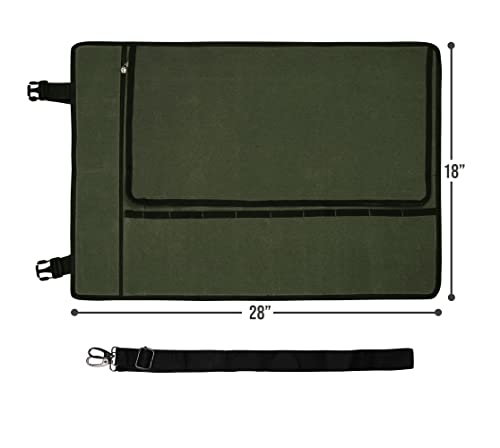 Zuperia Chef’s Knife Roll Bag- 2 Pack, Waxed Canvas Knife Cultery Carrier, Portable Chef Knife Cases, Knife Pouch Holders-10 Slots & 1 Zipper Pocket- Hold Kitchen Knife Tools Up To 18.8” (Grey/Green) #TOP6