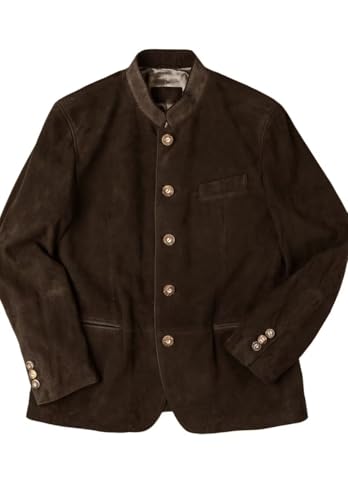Men's Classic Suede Blazer 5-Button Business Casual Faux Leather Sports Jacket