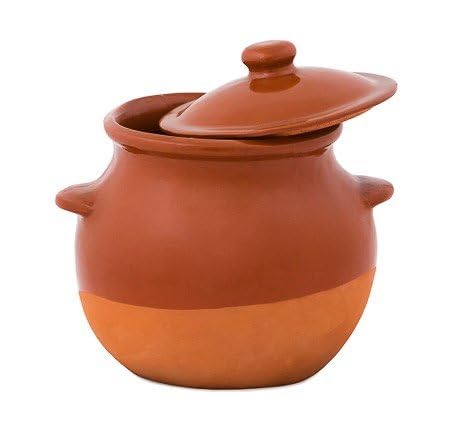 Olla/Puchero de Barro Refractario Esmaltado con Tapa y Asas – Cerámica Tradicional – Fuego Directo – Apta para Horno y Microondas – Vitrocerámica y Gas – 4 L