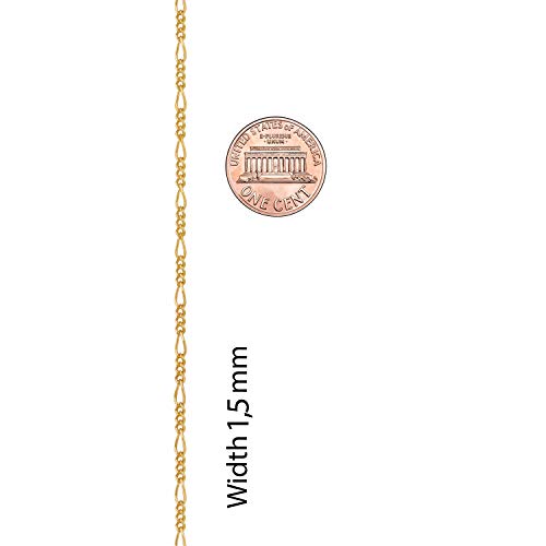 Lifetime Jewelry 1.5Mm Figaro Chain Necklace Women And Men 24K Real Gold Plated (20 Inches, Gold) #TOP5