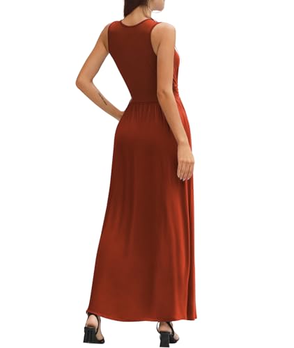 Image of LILBETTER Women Sleeveless Deep V Neck Loose Plain Long Maxi Casual Dress