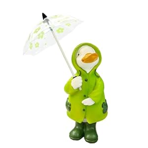 Duck Statue for Holding Umbrella Home Decor Resin Sculptured Hand Painted Figurine Creative Craft Cute Decoration Gift for Kids Womens Decorative Garden Yard Room