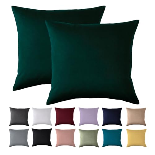 Beqnat Kissenbezug 40x40 2er Set - Kopfkissenbezug 40 x 40 cm Grün Für Kissen 100{87829ece065d7cd6c75aab9a9092c247a15a949bdff7776351431831a95b811e} Mikrofaser Kissenhülle Bügelfrei & Knitterfrei mit Reißverschluss
