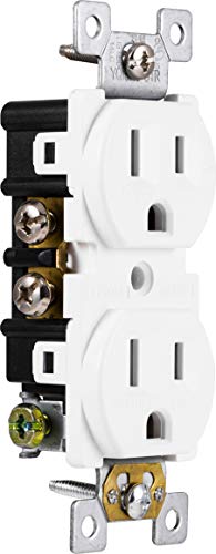 GE Grounding Duplex Outlet, In Wall Receptacle, Tamper Resistant Outlets, 3 Prong Electrical Socket, Easy Install, 15 Amp, UL Listed, White, 54263