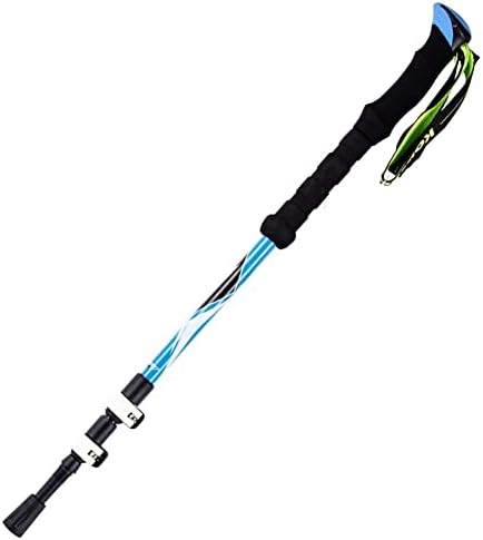 Carbon Fiber Trekking Pole 3 Sections Folding Outer Lock Straight Handle Telescopic Walking Pole Suitable for Camping Mountaineering Walking (Colour: Blue)