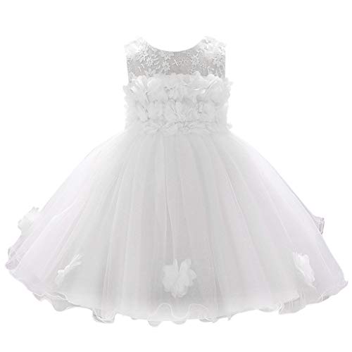 Vestido de noche de princesa para ocasiones festivas con apliques florales falda elegante para celebraciones especiales Eventos festivos, Blanco, 0-6 meses