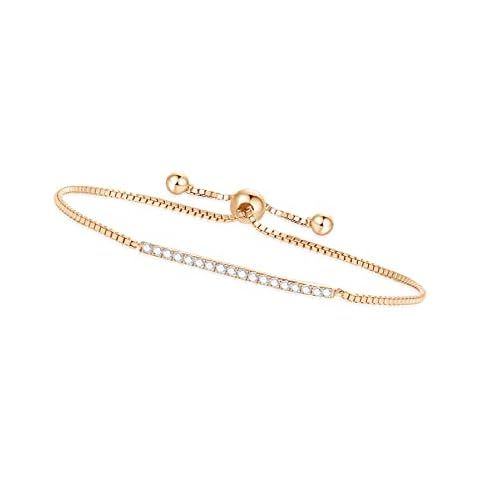 SILVERNANA Moissanite Tennis Bracelet 925 Sterling Silver with 14K Rose Gold Plated 0.3ct D Color VVS1 Simulated Diamond Adjustable Bracelets for Women Cover