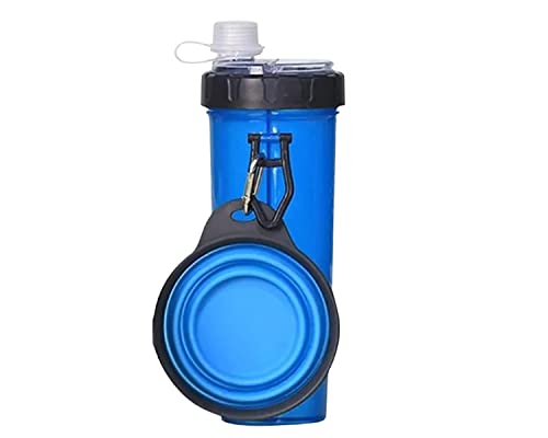 TERXA 2 in 1 Portable Pet Food Container & Water Bottle | Feeding & Watering Supplies | Pet Travel Water Bottle Dispenser | Function with Collapsible Pet Cup (Pack of 1,Multicolor)