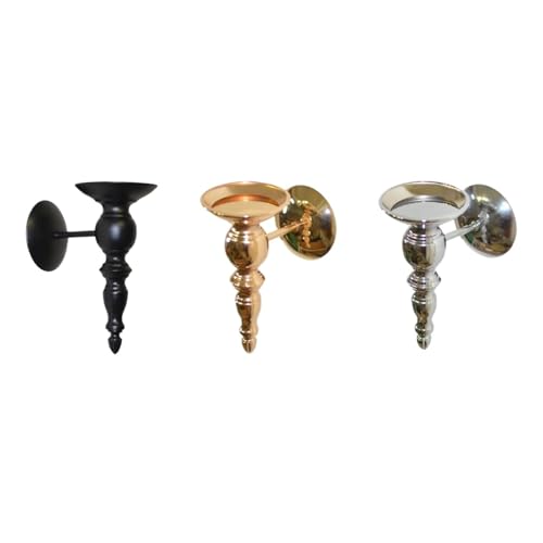 Portavelas de pared, 3 piezas, elegante decoración del hogar para baño, chimenea, bodas (dorado)