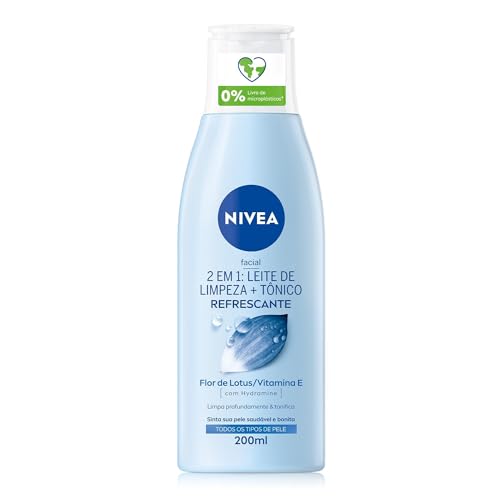 NIVEA Loção 2 em 1 200ml - Leite de Limpeza e Tônico - Remove as impurezas, inclusive resíduos de maquiagem e poluição, tonifica profundamente e deixa a pele mais saudável - Cuidado facial