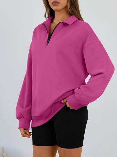 Image of Trendy Queen Women's Oversized Half Zip Fleece Sweatshirts-Cozy Pullover, Sweaters for Fall Winter
