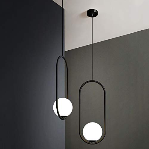 Fulesi Modern Matte Black Globe Pendant Light 1-Light Glass Ceiling Hanging Lighting Fixture For Kitchen Island Living Room Dining Room #TOP5