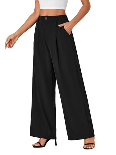Rooscier Women's Wide Leg Pants High Elastic Waisted Business Work Trousers Long Straight Suit Pants3