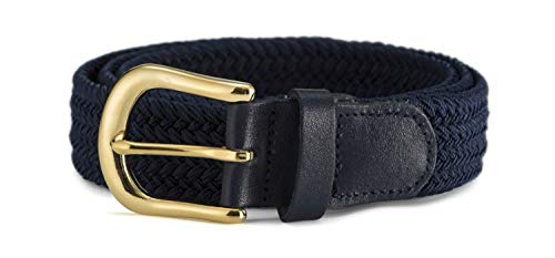 Streeze ceinture de 30 mm extensible et tressé avec une boucle en or 6 tailles (Bleu Marine, M) Cover