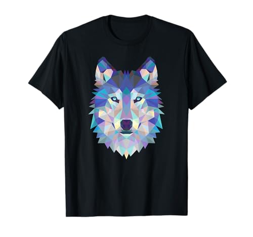 Wolf Geometric Art Howling Moon Animal Graphic T-Shirt T-Shi