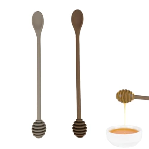 2 Pièces Cuillère à Miel et Sirop, Mélangeur Spirale, Cuillère à Remuer Silicone, Manche Droit, Outil de Cuisine pour Le Miel (10 Pouces)