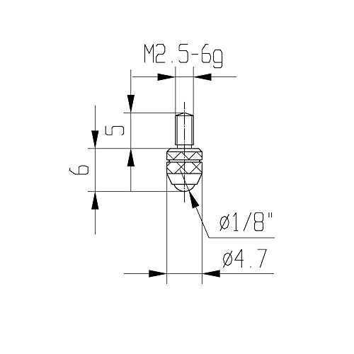 Measuring insert for dial indicator Ø 4.5 mm type: 116 ceramic tipped M 2/70 C