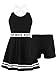 YEAHDOR Kids Girls 2 Pieces Tennis Golf Dress Tracksuit Set Shorts Racerback Tank Tops with Tennis Skirt Skorts Sleeveless Black 8