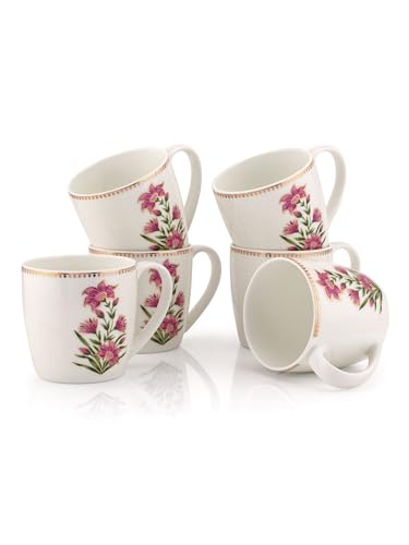 Image of Clay Craft Fine Ceramic Printed Coffee /Tea Cups Set of 6-200 ml, Tea Cup Set of 6, Microwave & Dishwasher Safe, Mugs for Coffee, Cups Set of 6, Mug Set, Gift Set, Ideal for Gifting