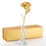 ECO SPACE 24K Gold Dipped Real Rose – Handpicked Real Rose Preserved in 24K Gold – Elegant, One-of-a-Kind Romantic Gift for Her – Ideal for Birthday, Anniversary, Mother’s Day, Valentine’s Day