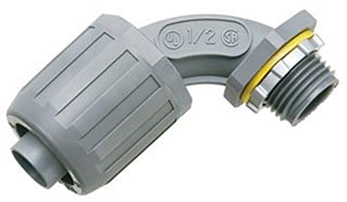 Arlington NMLT907-10 90-Degree SNAP2IT Connector for Liquid-Tight Conduit, Push-On Installation, 3/4-Inch, Non-Metallic, 10-Pack